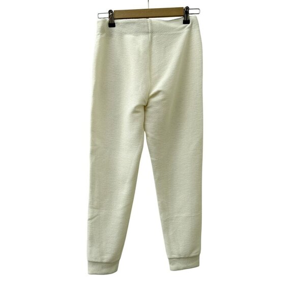 Max Studio Ribbed  Jogger Sweatpants Elastic Waist Tapered Cream Women 26 - Picture 2 of 10